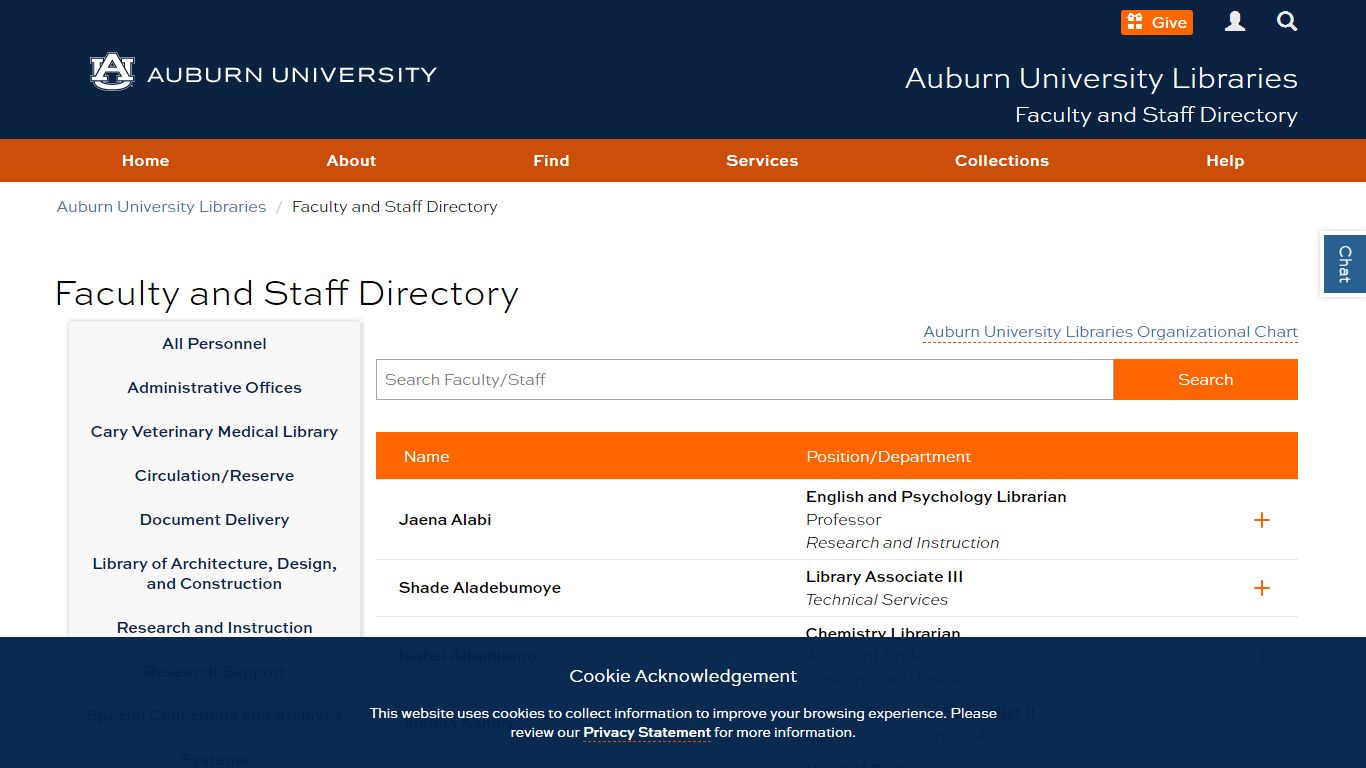 Faculty and Staff Directory - Auburn University